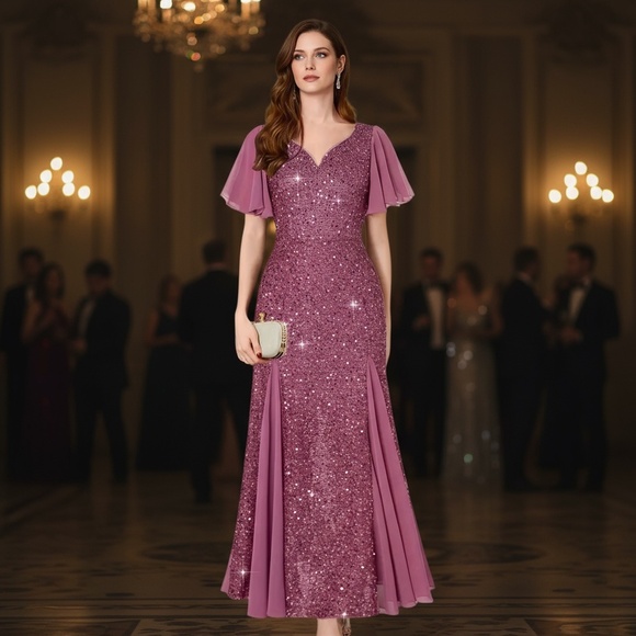 Women’s Long Evening Gown with Heart-Shaped Neckline - Picture 10 of 10